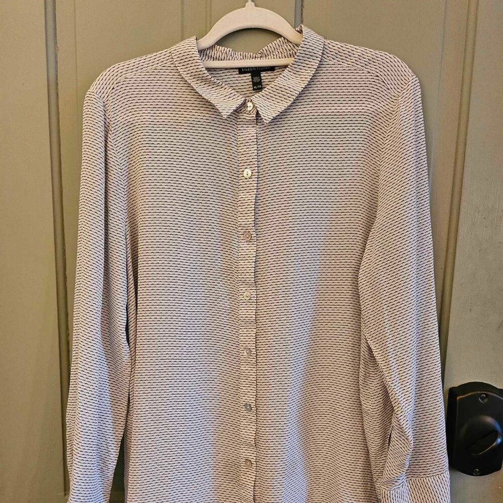 Eileen Fisher Silk Button Up Blouse XL